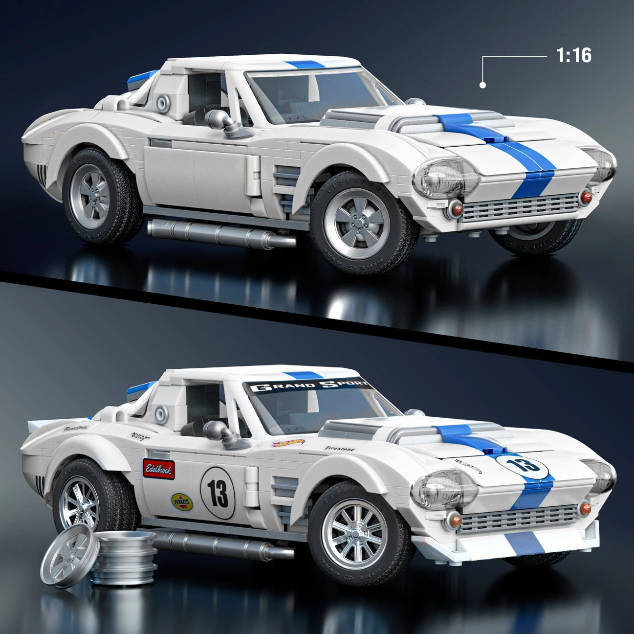 CORVETTE GRAND SPORT LINEA BRICKS HOTWHEELS